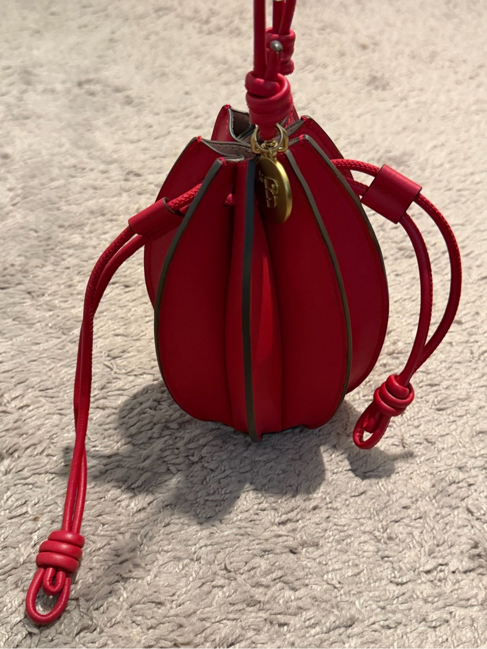 Red Mini Bapy Drawstring Bucket Bag - Contemporary Women's Crossbody